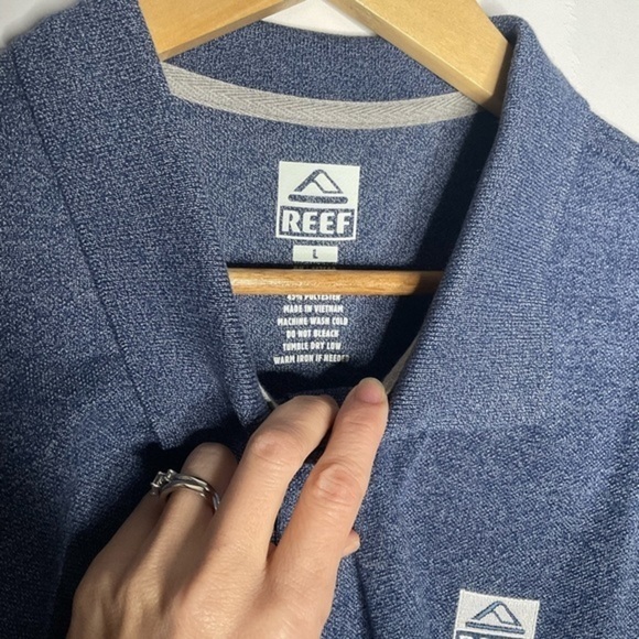 NWT Reef Blue Pique Short Sleeve Lightweight Polo Large - Picture 4 of 6